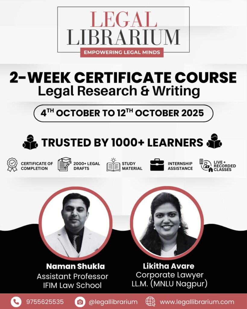 Certificate Course on Legal Research & Wrirting 