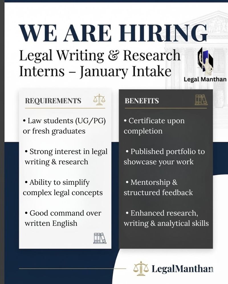 Online Legal Internship Opportunity at LegalManthan- Apply Now